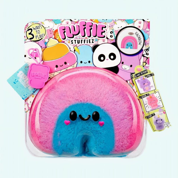 Peluche Fluffie Stuffiez arc-en-ciel rose et bleu