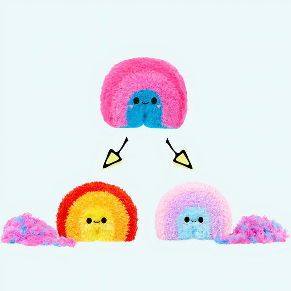Peluche Fluffie Stuffiez arc-en-ciel rose et bleu