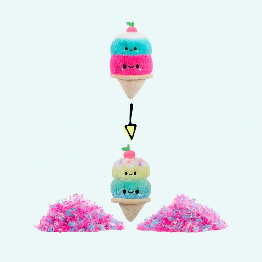 Peluche Fluffie Stuffiez cornet de glace rose et bleu