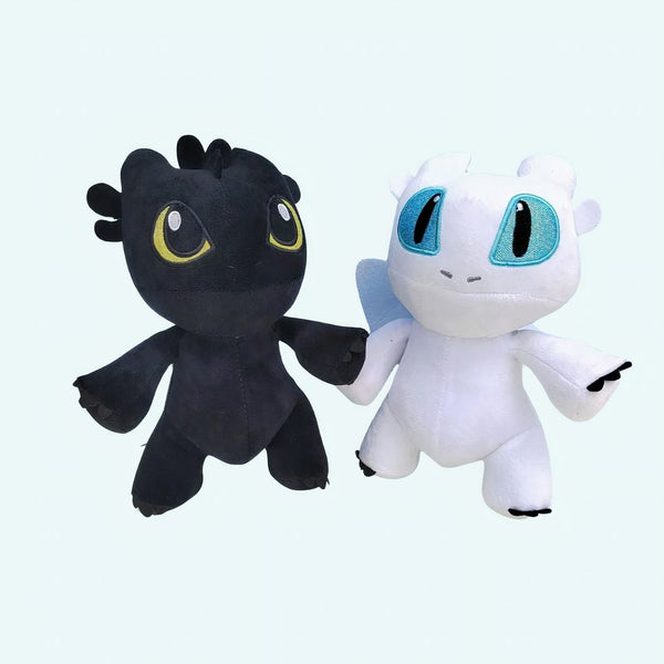 Peluche dragon noir ou blanc