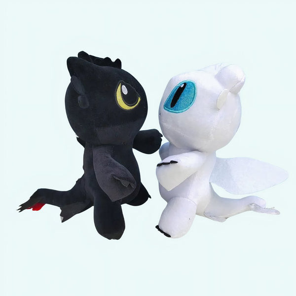 Peluche dragon noir ou blanc