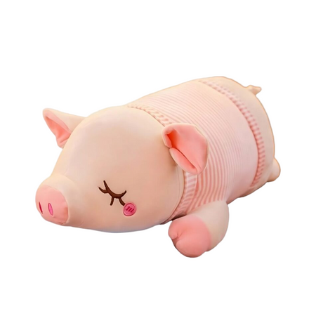 Peluche cochon avec petit nœud rose