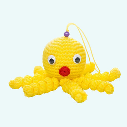 Peluche poulpe jaune douce tressée pour enfant