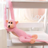 Peluche singe kawaii longue queue rose