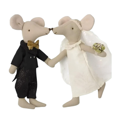 Peluche souris couple de mariés