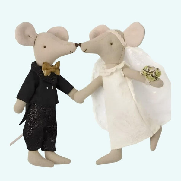 Peluche souris couple de mariés