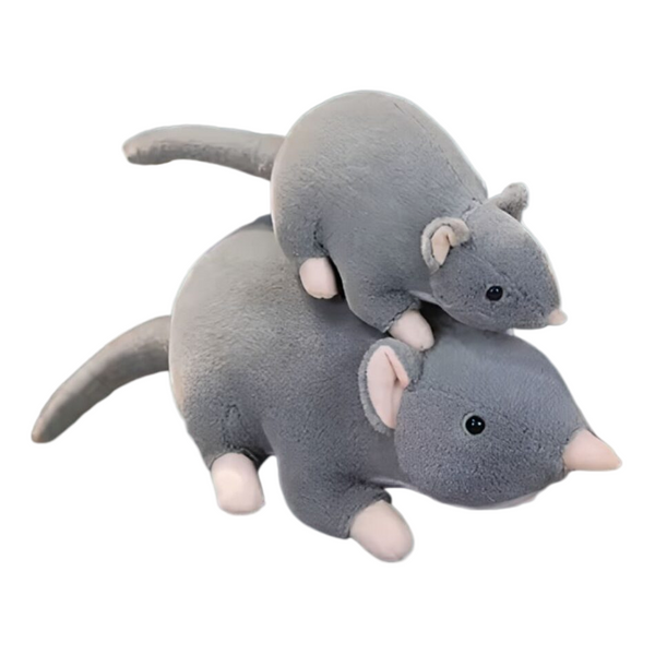 Peluche souris grise à longue queue