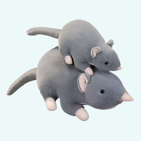 Peluche souris grise à longue queue