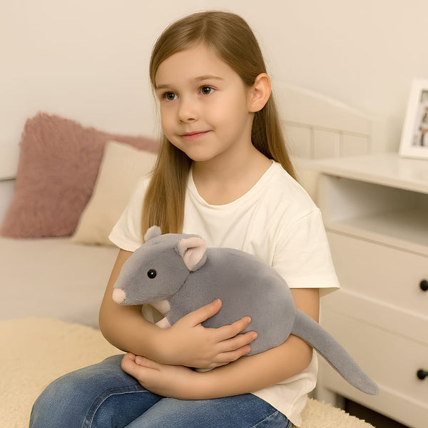 Peluche souris grise à longue queue