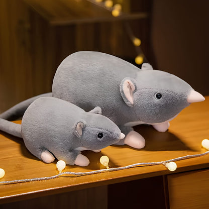 Peluche souris grise à longue queue