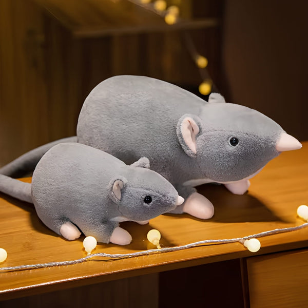 Peluche souris grise à longue queue