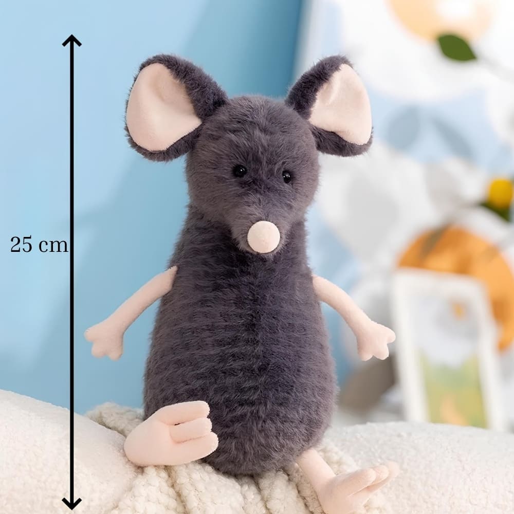 Peluche souris grise toute douce