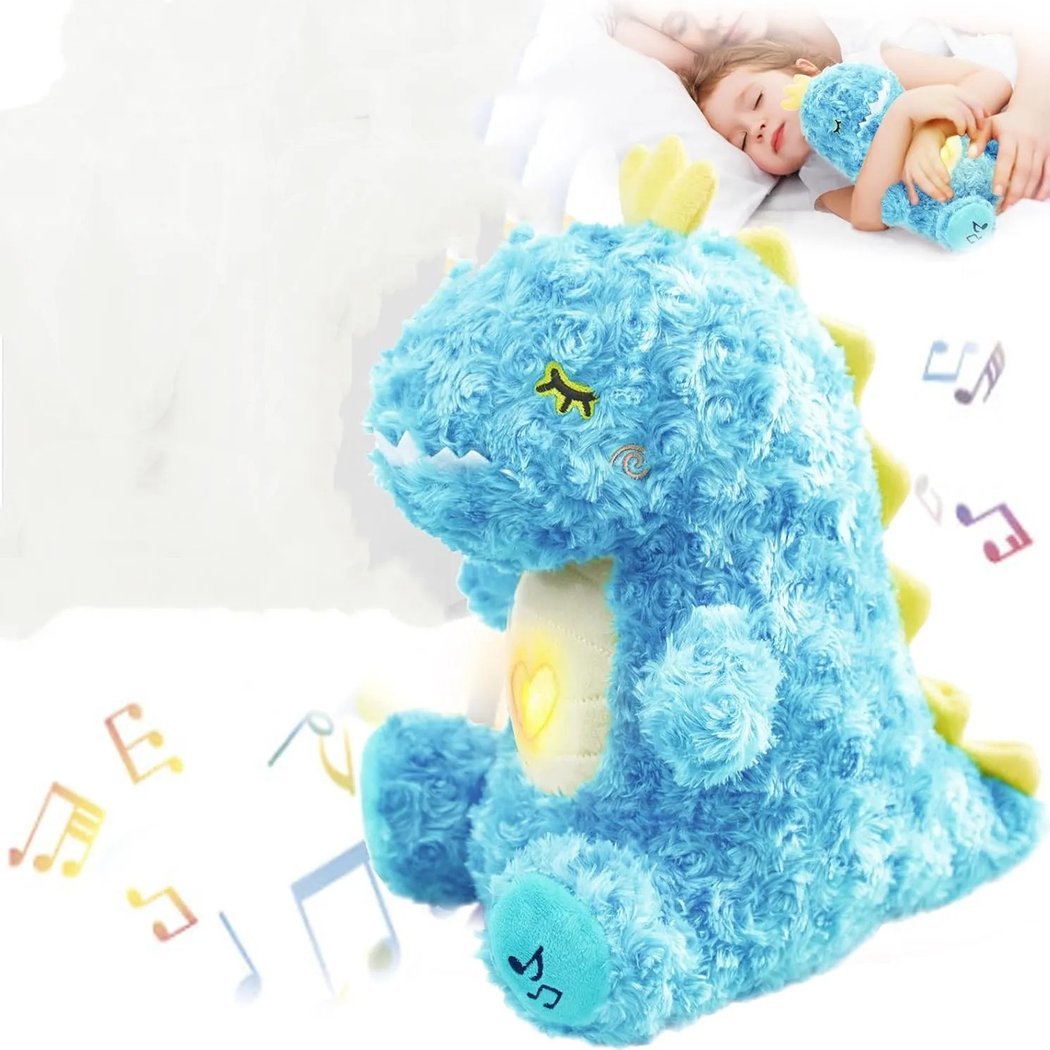 Peluche dinosaure mignon qui respire avec berceuse apaisante
