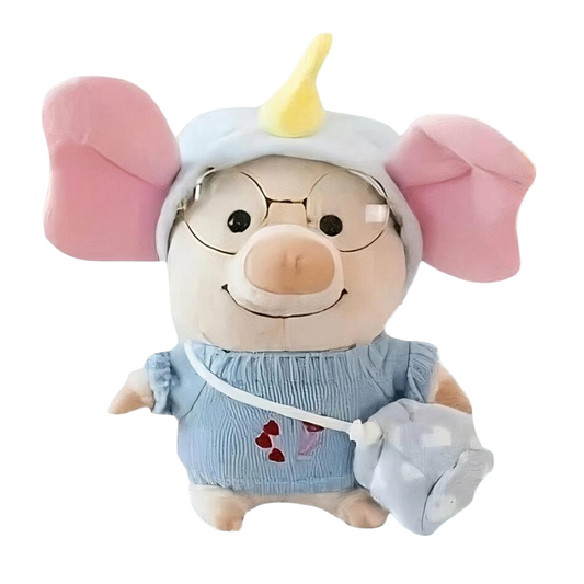 Peluche cochon habillé en éléphant