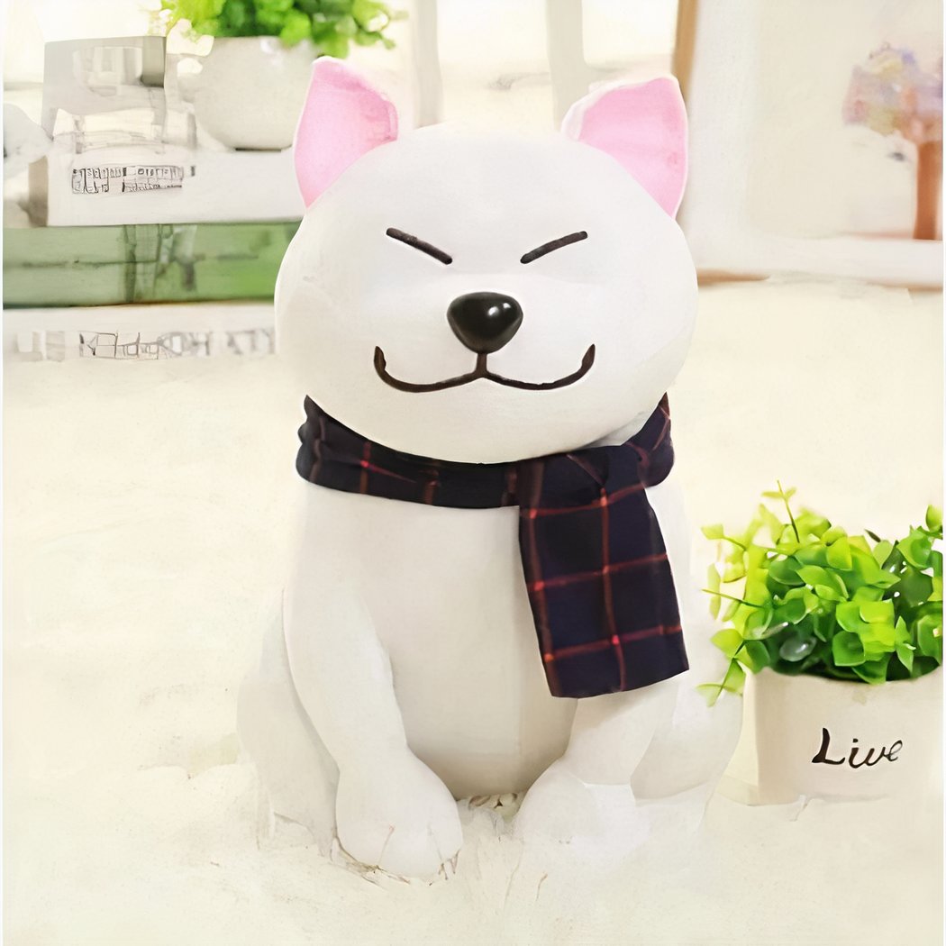 Peluche chien blanc trop mignonne