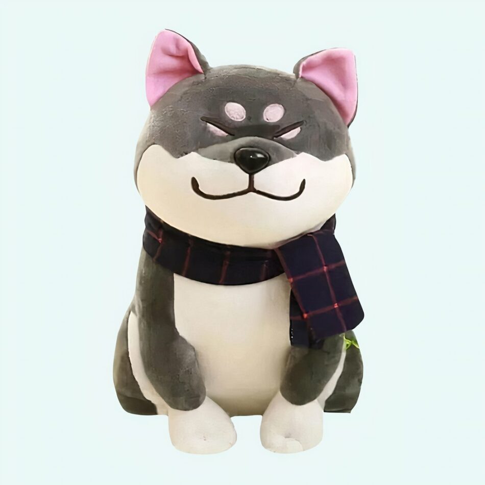 Peluche chien gris trop mignonne