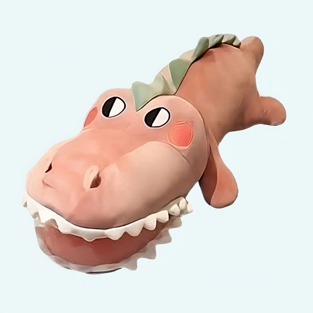 Peluche rigolote crocodile rose