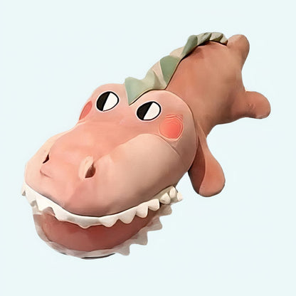 Peluche rigolote crocodile rose