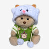 Nino - L'ours en peluche articulé fait main avec combinaison tricoté verte