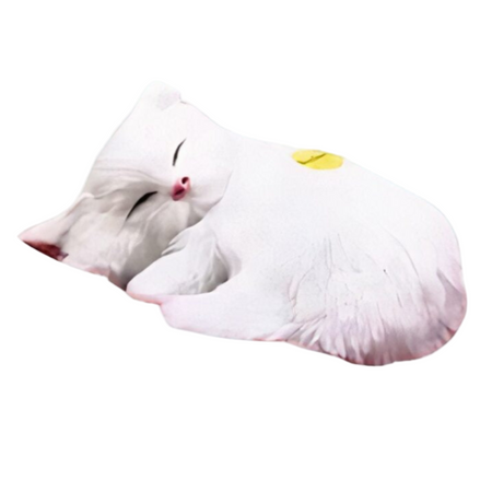 Peluche poupée chat blanc qui dort