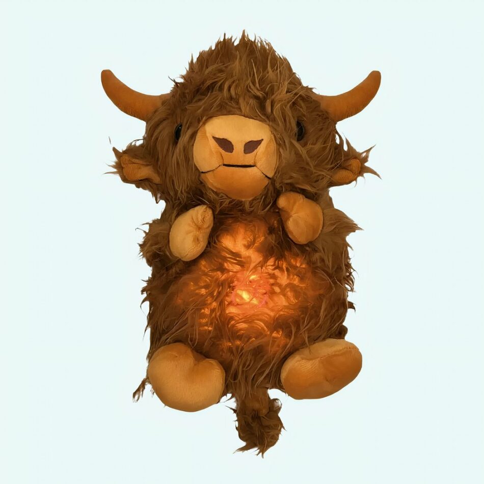 Peluche taureau qui respire avec berceuse apaisante