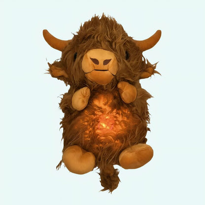 Peluche taureau qui respire avec berceuse apaisante