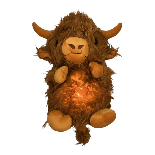 Peluche taureau qui respire avec berceuse apaisante