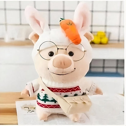 Peluche cochon habillé pull Noël