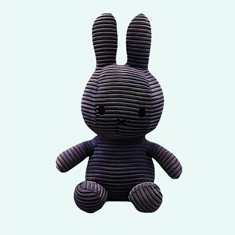 Peluche Miffy côtelé Bleu plush, ribbed blue corduroy bunny toy.