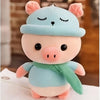 Peluche cochon habillé tenue bleue