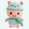 Peluche cochon habillé tenue bleue