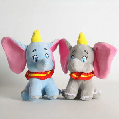 2 Peluches Dumbo l'éléphant bleue et grise