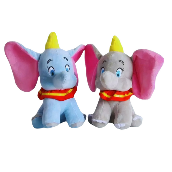 2 Peluches Dumbo l'éléphant bleue et grise