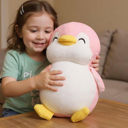 Peluche pingouin rose souriant