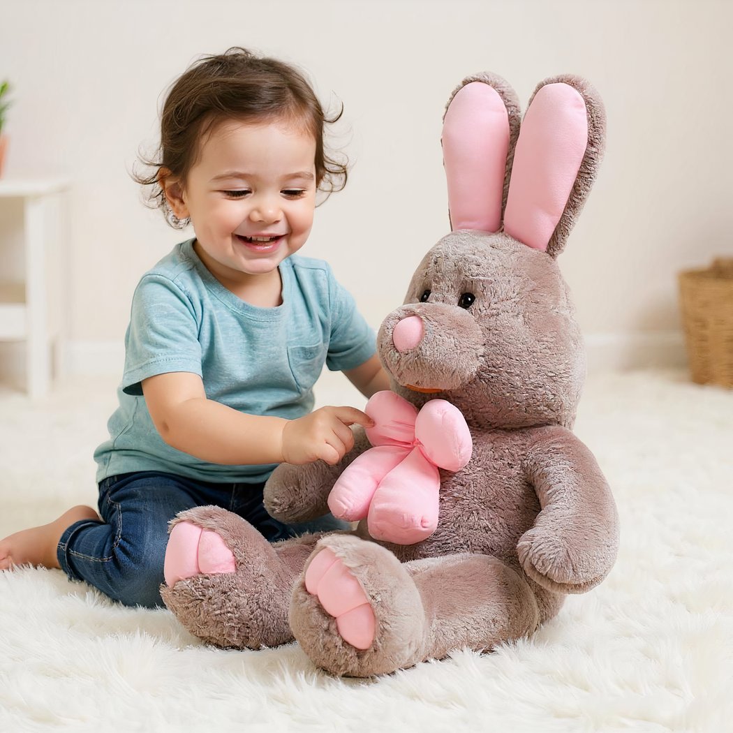 Peluche lapin gris géante