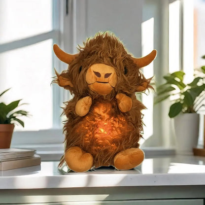 Peluche taureau qui respire avec berceuse apaisante