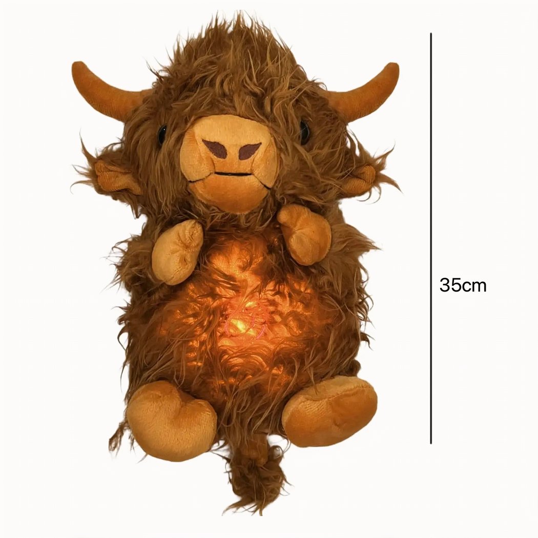 Peluche taureau qui respire avec berceuse apaisante