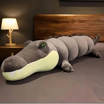 Peluche alligator gris géante