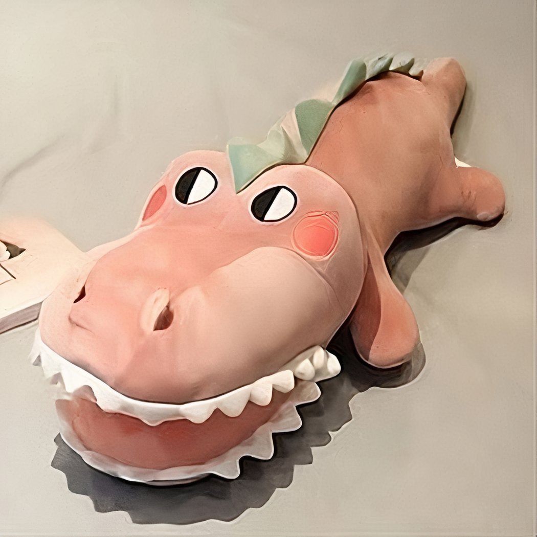 Peluche rigolote crocodile rose
