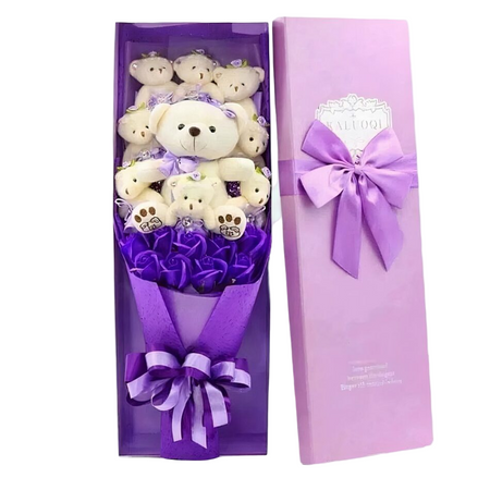 Bouquet de fleurs ours en peluche