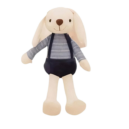 Peluche lapin tenue bleue
