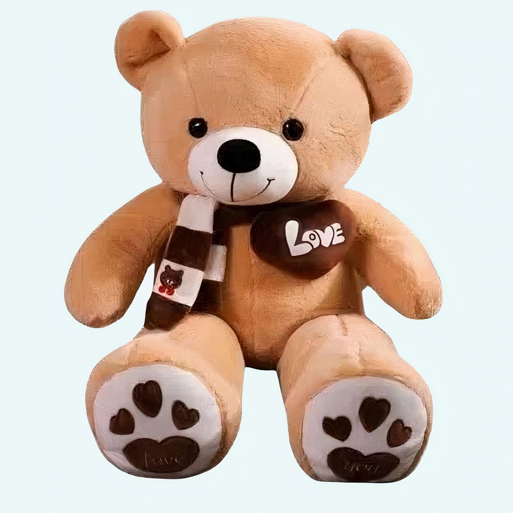 Peluche ours beige pleine d'amour