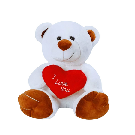Peluche ours blanc amour