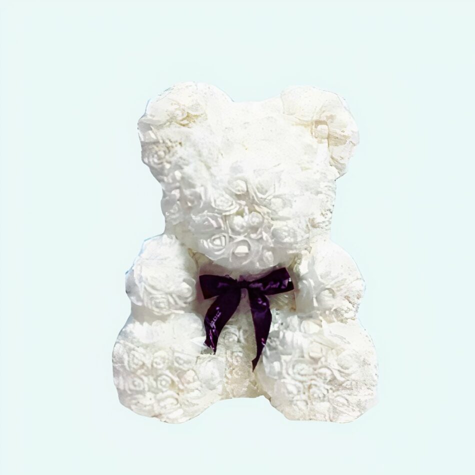 Peluche ours en fleurs Blanche