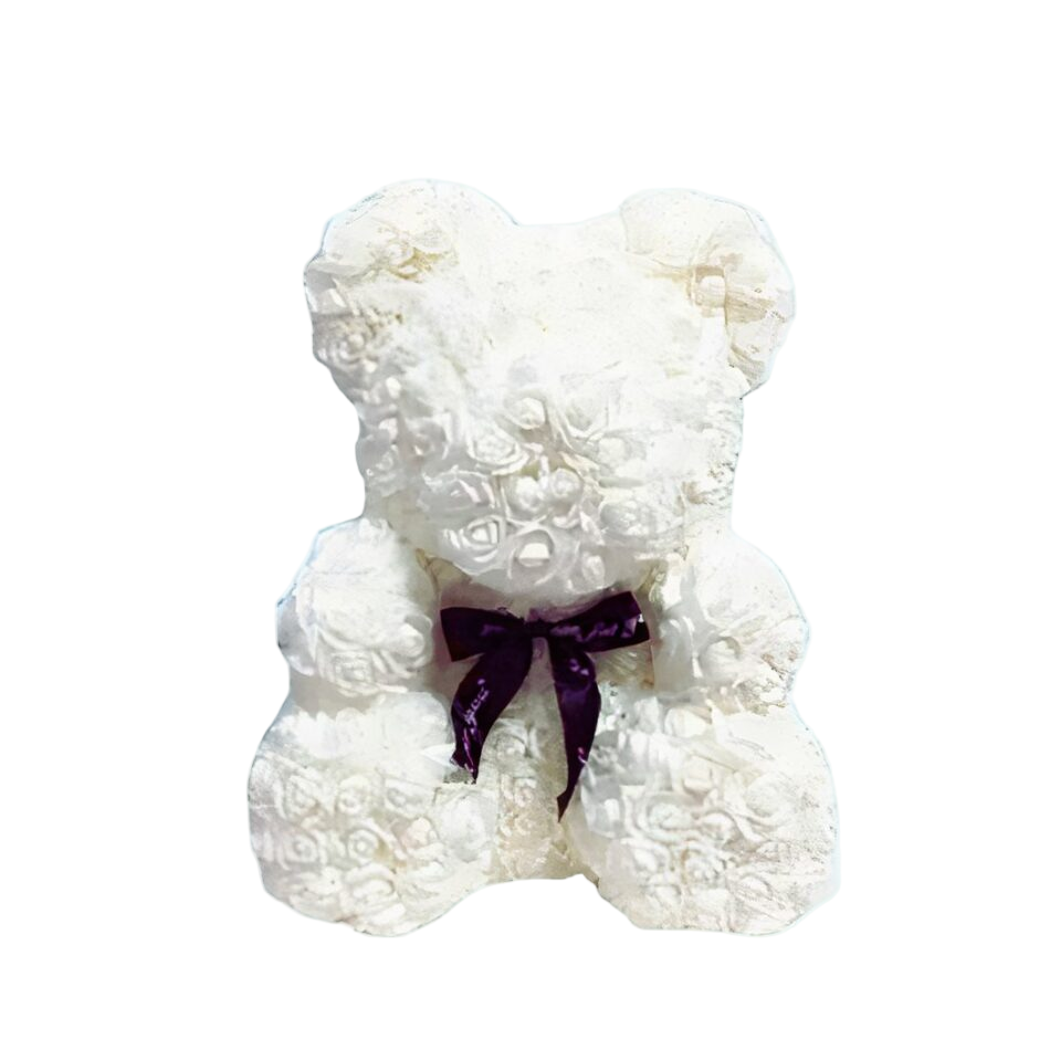 Peluche ours en fleurs Blanche