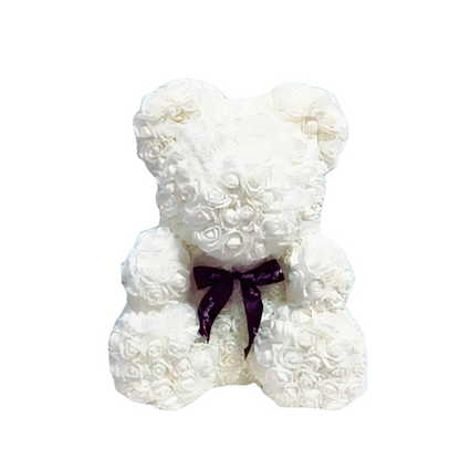 Peluche ours en fleurs Blanche