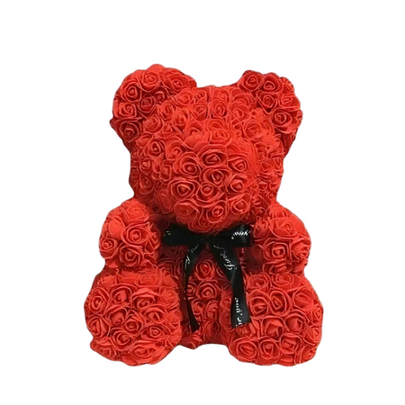 Peluche ours en fleurs rouge