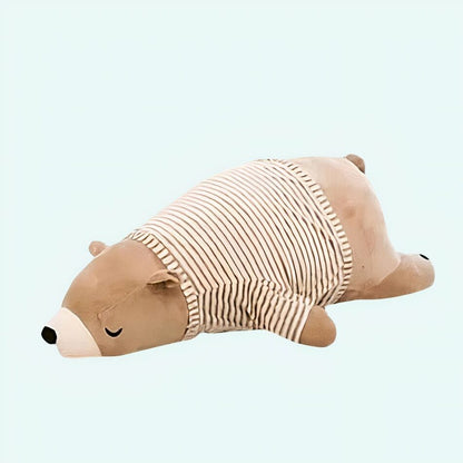 Peluche ours marron habillé qui dort