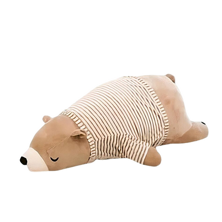 Peluche ours marron habillé qui dort
