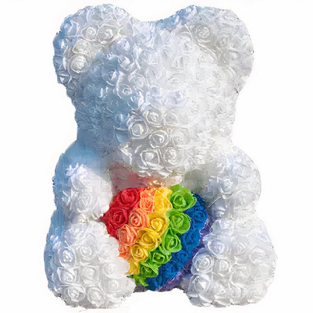 Peluche ours roses arc-en-ciel